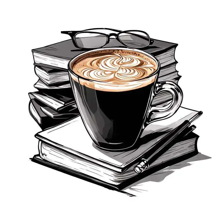 Ice Coffe With Books And A Pair Of Glasses