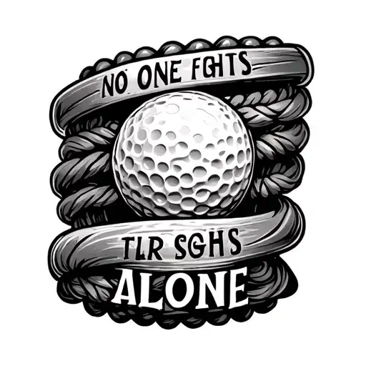 No One Fights Alone Bracelet Tattoo Design In To Golf Course Half Sleeve