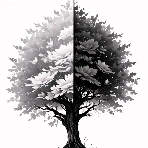 Single Tree Left Side Dead Right Side Blooming