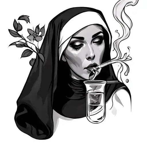 Sexy Nun Smoking A Bong