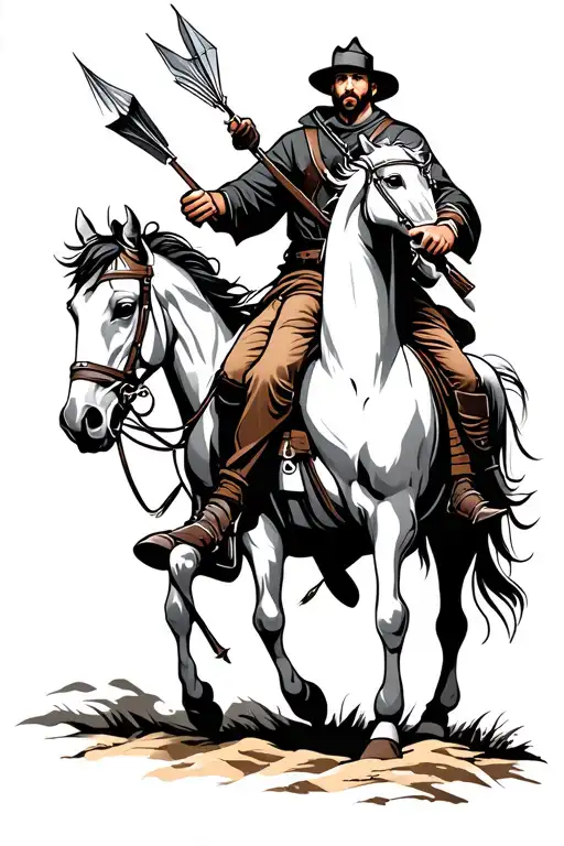 Man On Horseback Using Arrows Made