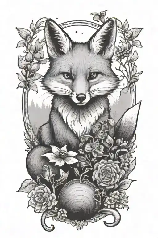 Storybook Illustration Of A Fox And A Bee