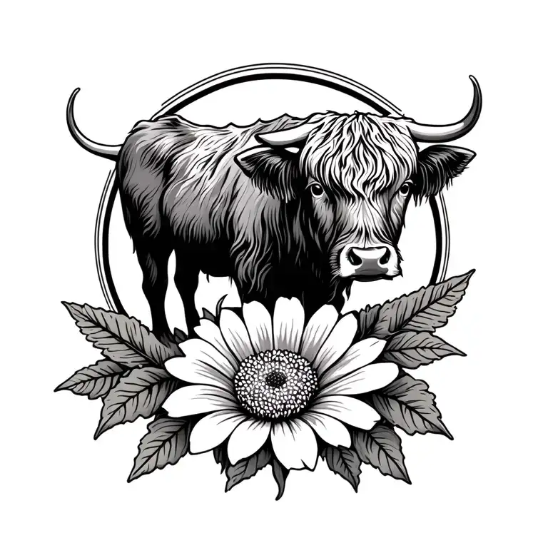 Highland Cow Scotland Flower