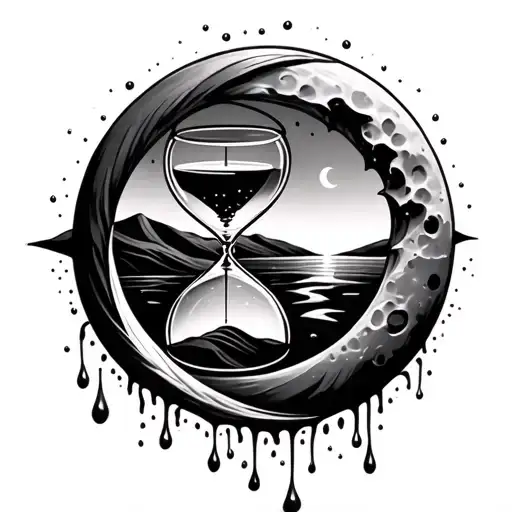 Sand & Rain In Hourglass Moon Intertwined