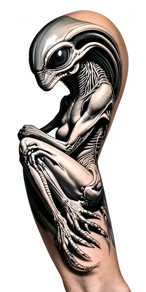 3D Alien Animal Sitting On Arm Sleeve