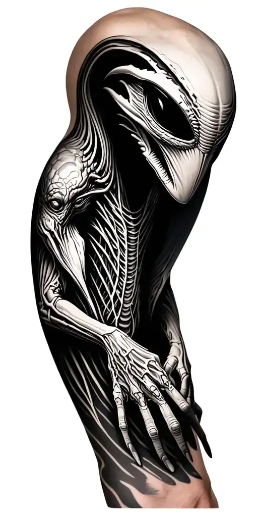 3D Alien Animal Gripping Onto Arm Sleeve