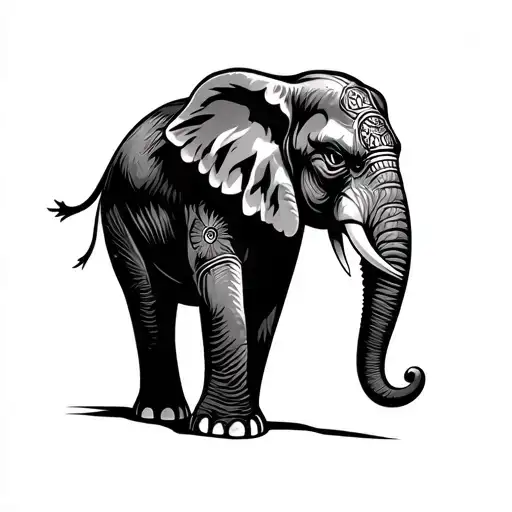 Very Angry Elephant Simply Indian Design