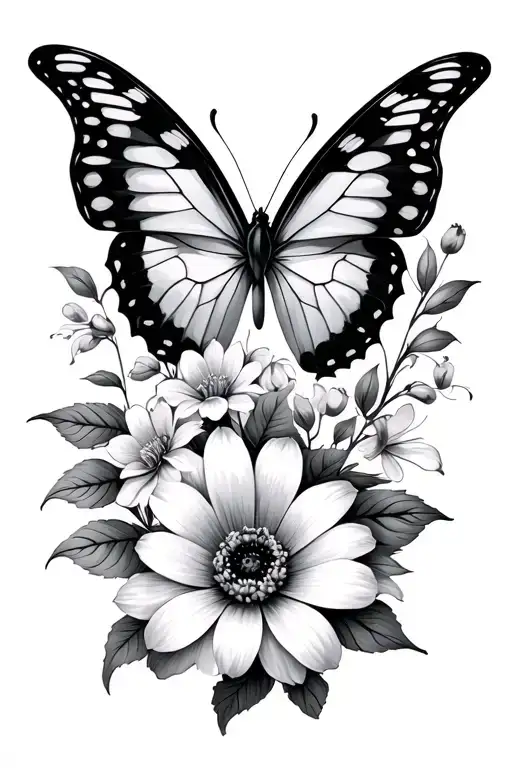 Flower And Butterfly Pretty Delicate