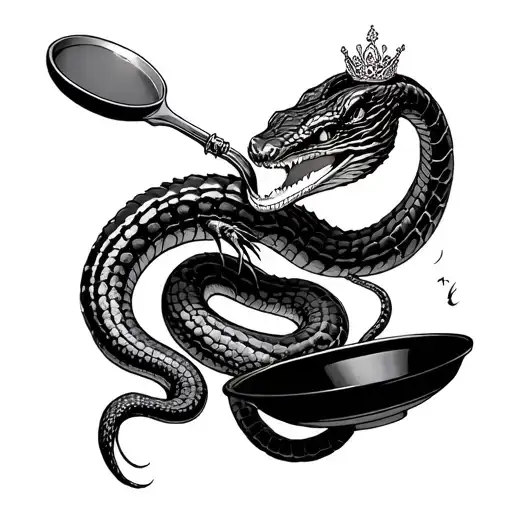 Cobra Wearing A Tiara Swinging A Frying Pan Flying