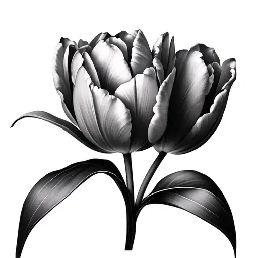 Bed Of Tulip Flower Blooming
