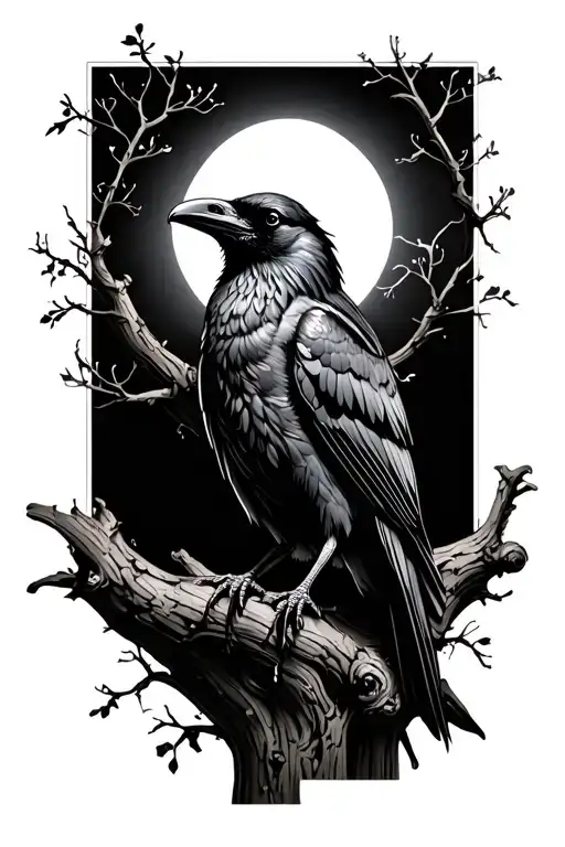 Raven In Tree