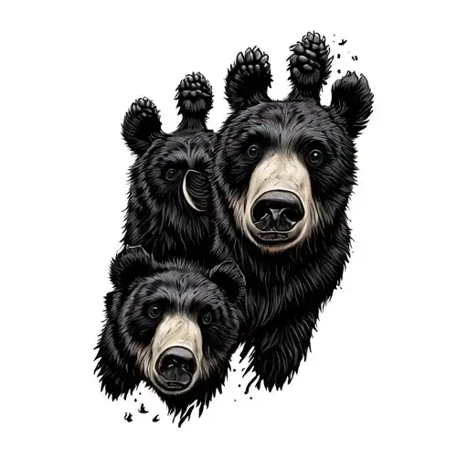 4 Black Bear Paws On Forearm