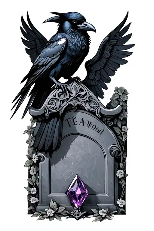 Raven Perched On Tombstone Amethyst