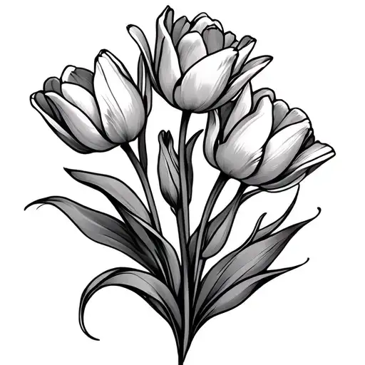 Bed Of Tulip Flowers