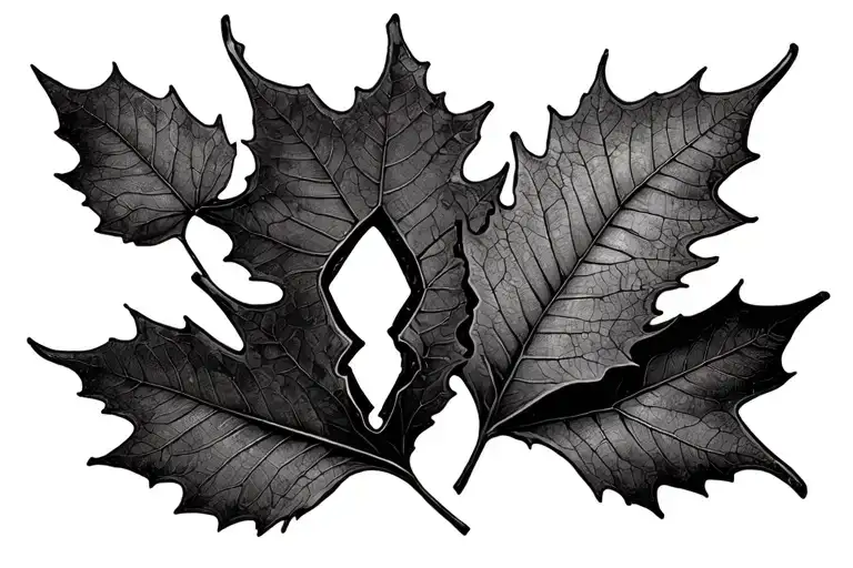 Three Autum Leaves Falling Apart With A Hidden M
