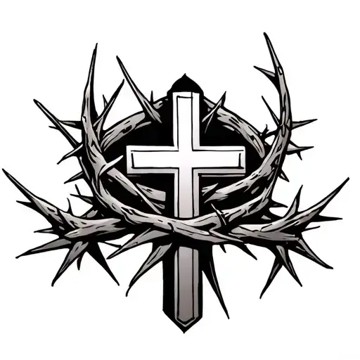 Cross Fineline With A Crown Of Thorns Small