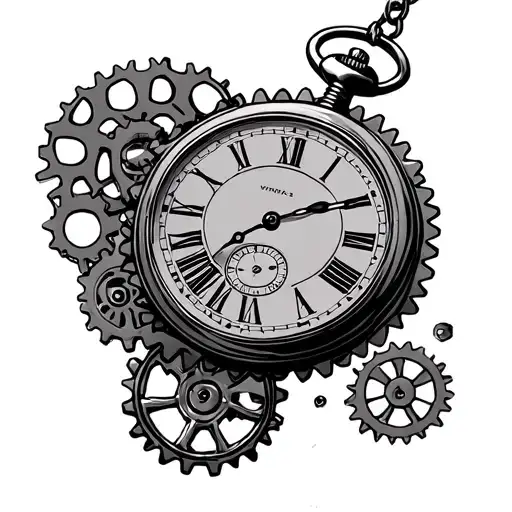 Pocket Watch Surrounded By Gears