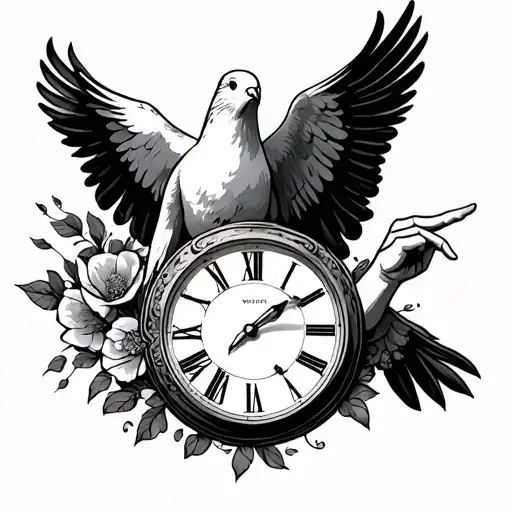 Dove And Clock Hands Pointing
