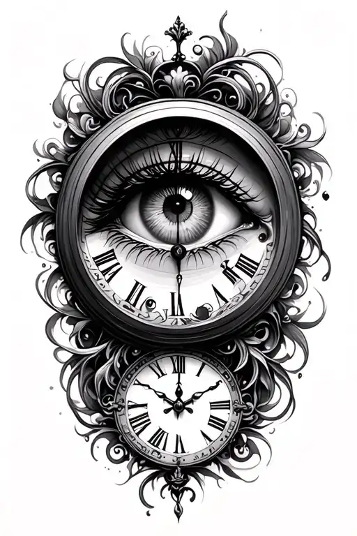 Clock With Womans Eye In It