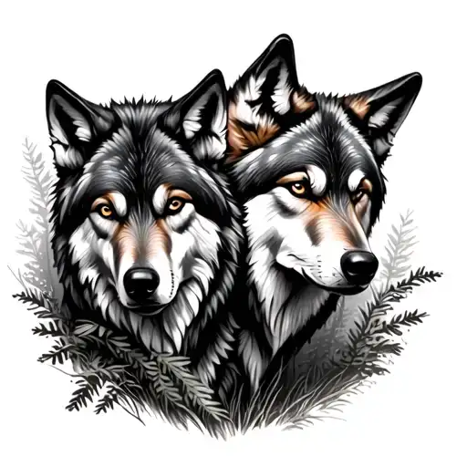 Wolves In The Forest At Night