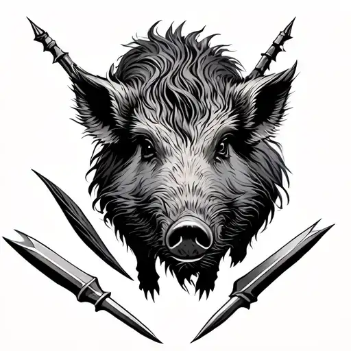 Wild Boar And Spears