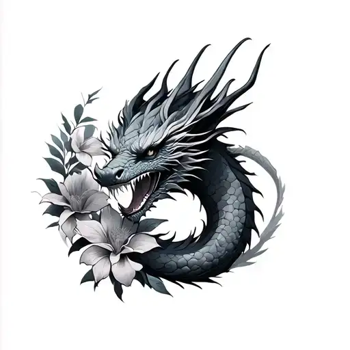Dragon With Flowers