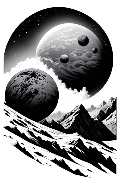 Mountains Planets His Body Merges