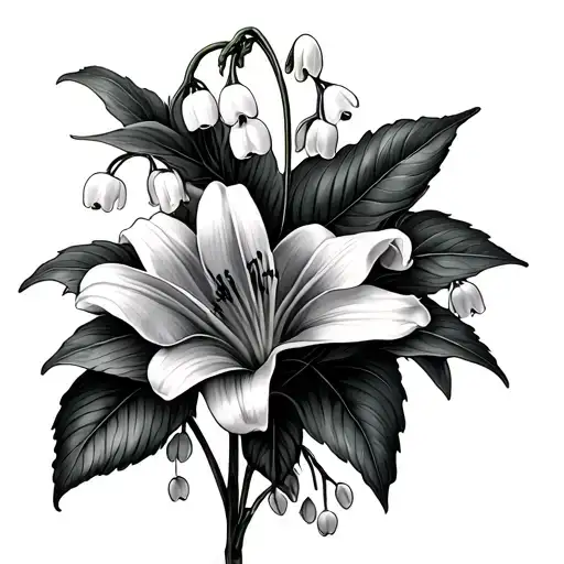 Lily Of The Valley And Larkspur Flowers Intertwined