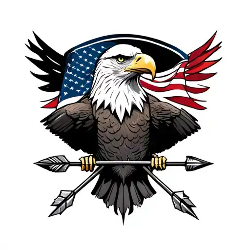Bald Eagle With Arrows And American Flag