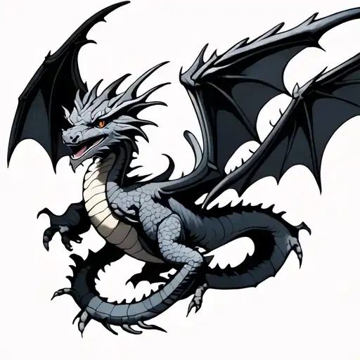 Dragon With Wings And 4 Legs Flying
