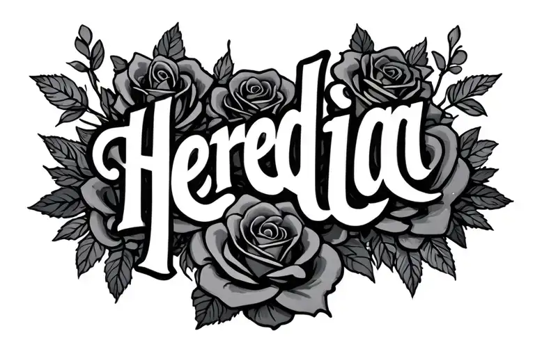 Heredia Name With Roses Around