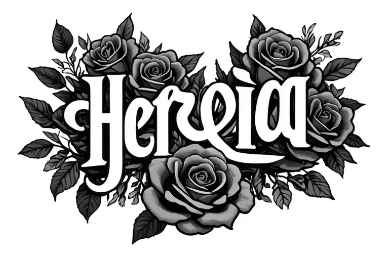 Heredia Name With Light Roses Around