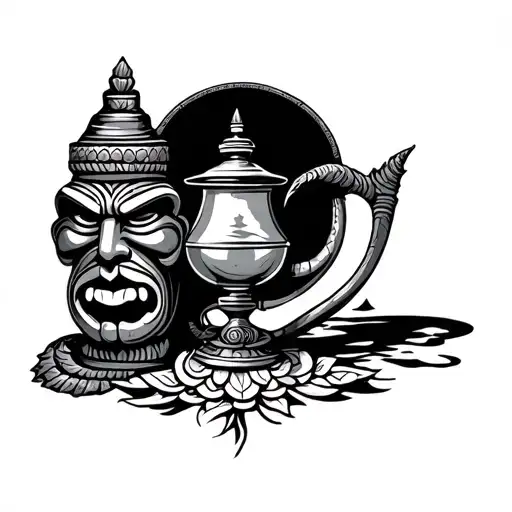 Genie Lamp With Tiki Coming Out