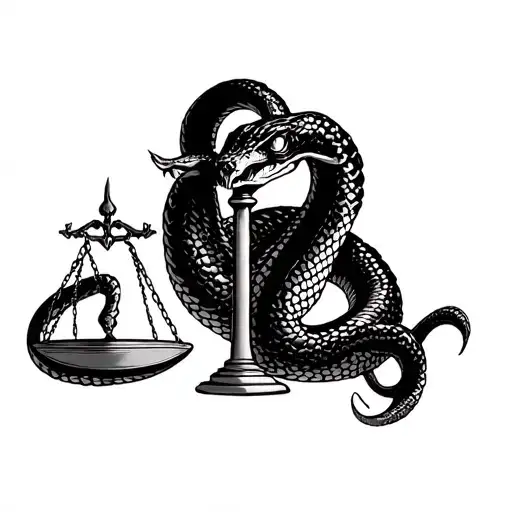 Two Headed Snake With Scales Of Justice
