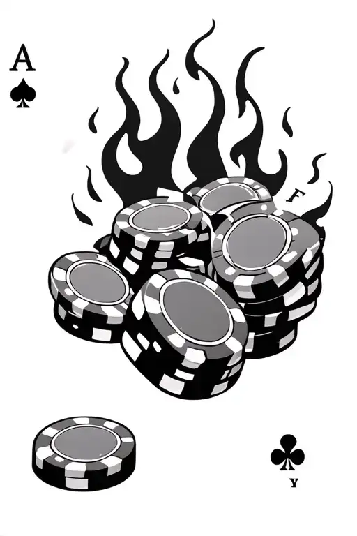 Cards Dice Gambling Chips And Flames