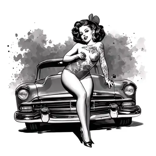 Pinup Girl With Car