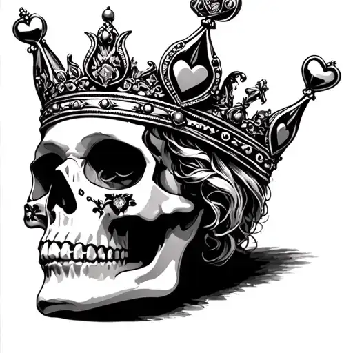 Queen Skull With Heart Crown