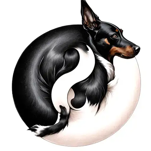 Yin Yang Simbol Made From Two Dogs Laying Back To Back Forming The Yin Yang