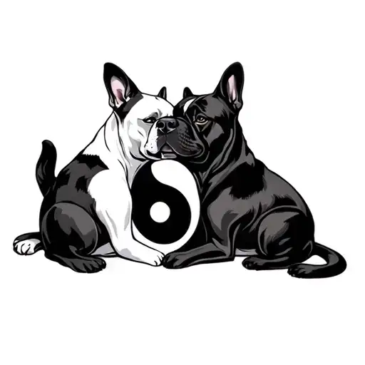 Two Dogs Laying Back To Back Forming The Yin Yang