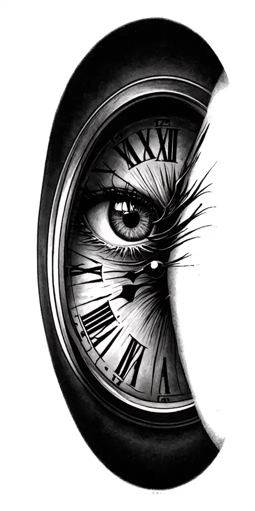 Clock Face In Eye Looking