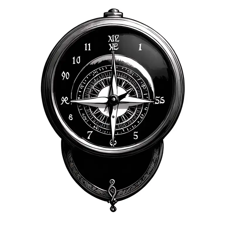 Half Pocket Watch Half Compass