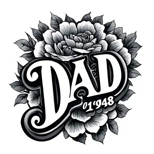 Can You Make The Date 07 01 1948 In The Shape Of The Word Dad In A Cursive Font