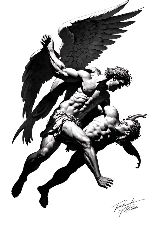 Archangel Michael Defeating Lucifer Falling