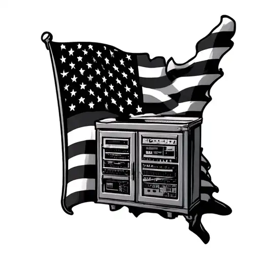 A Traditional American Flag Design With A System Cabinet Incorporated Into The Stripes