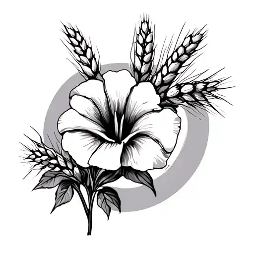 Carbonation And Morning Glory Side By Side With Circle Of Wheat In Background