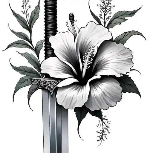Eben Sword With Hibiscus Flower