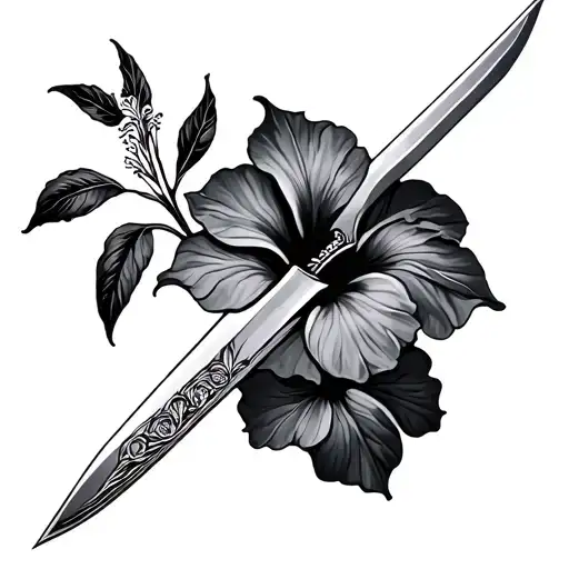 African Sword With Hibiscus Flower