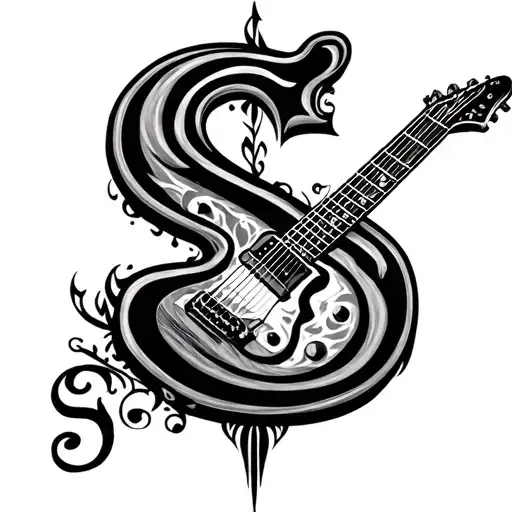 Initial S With Guitar Made
