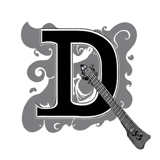 Alphabet D With Guitar
