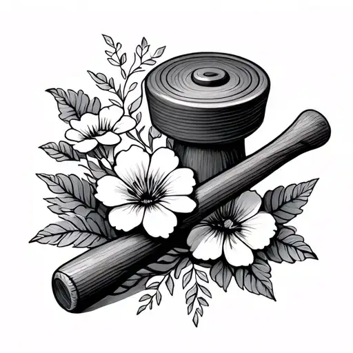Tent Peg And Mallet With Flowers